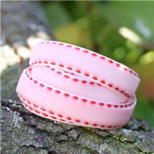 Velvet Saddle Stitch Ribbon - Pink/Red